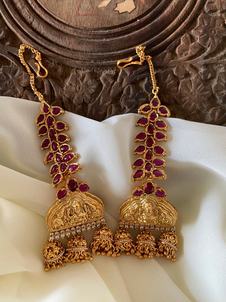 Lakshmy triple jhumkas with kemp mattal