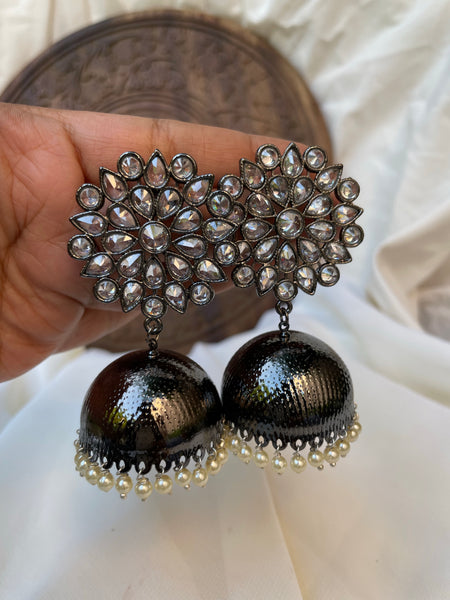 Polki jumbo stud Golden Jhumkas