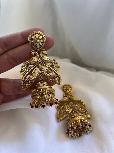 Antique dual peacock Jhumkas