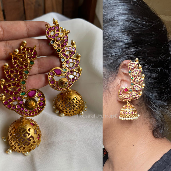 Kemp peacock Earcuff Jhumkas