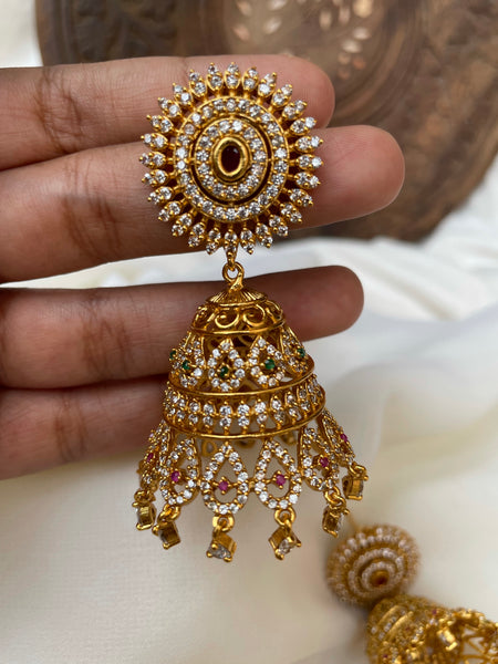 Ad cutwork Jumbo jhumkas