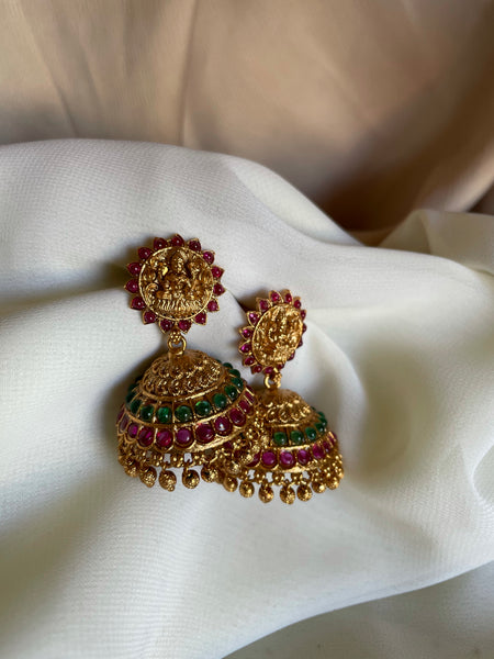 Lakshmi round kemp jhumkas