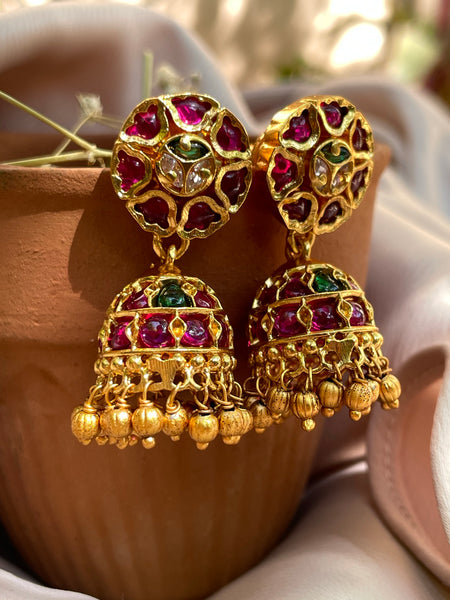 Small kemp flower jhumkas