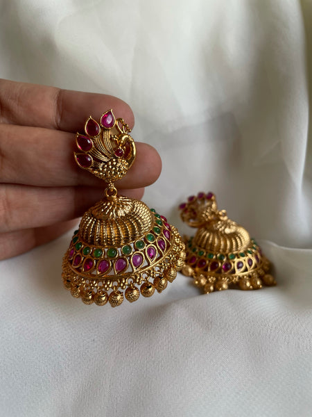 Peacock bridal kemp Jhumkas
