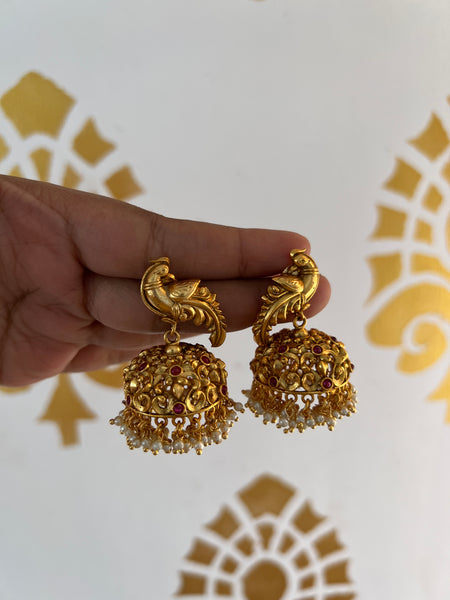 Cute peacock temple Jhumkas