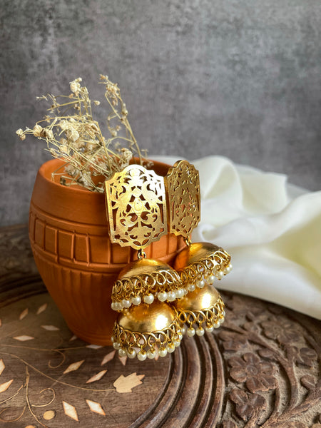 Modern peacock cutwork jhumkas