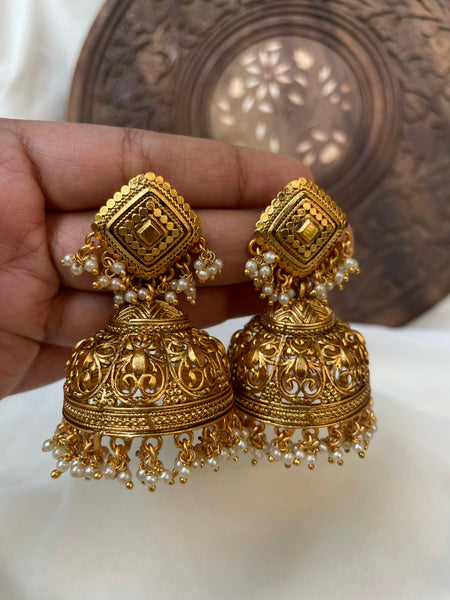 Golden designer Jhumkas