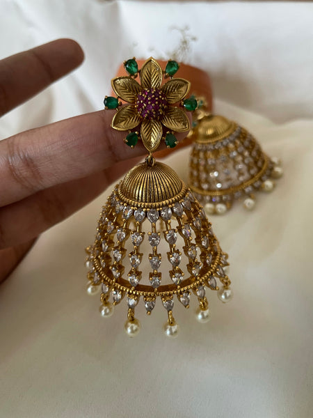 Jumbo cutwork Ad jhumkas