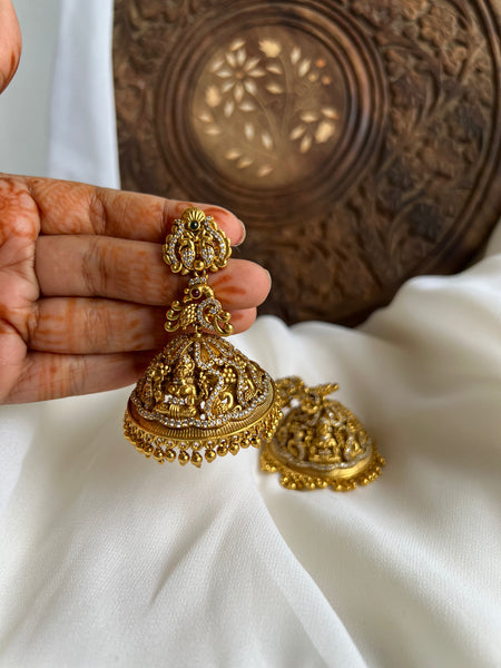 Premium gold like Lakshmi Temple jhumkas