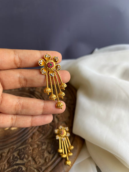 Antique stone flower studs