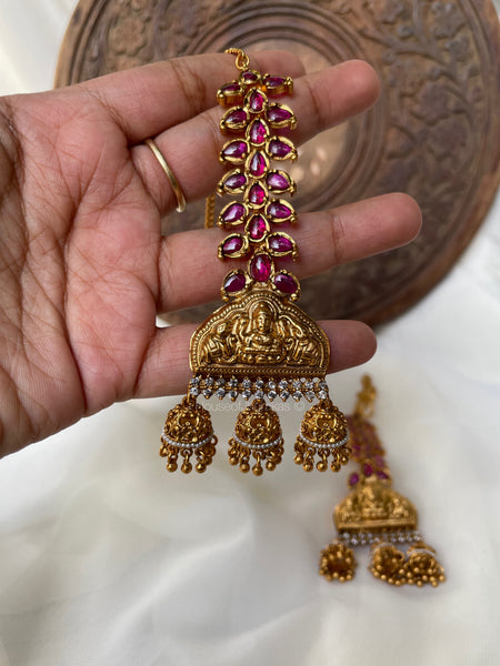 Lakshmy triple jhumkas with kemp mattal
