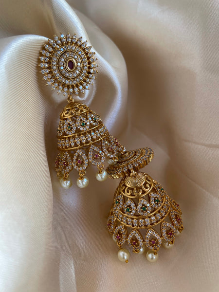 Ad cutwork Jumbo jhumkas