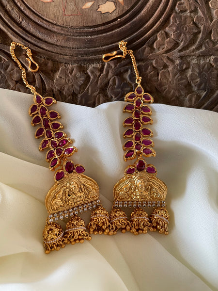 Lakshmy triple jhumkas with kemp mattal