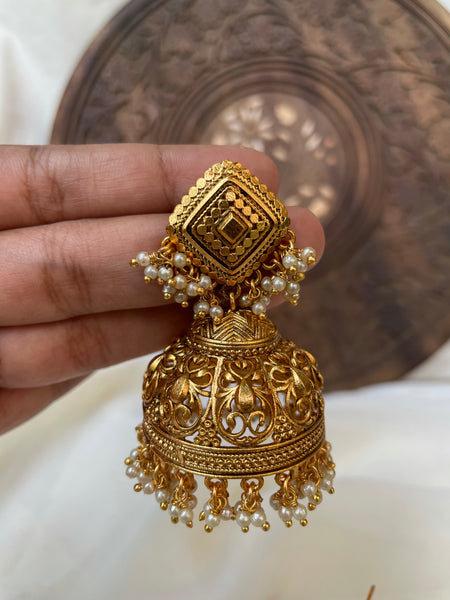 Golden designer Jhumkas