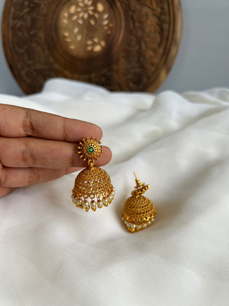 Matte flower jhumkas