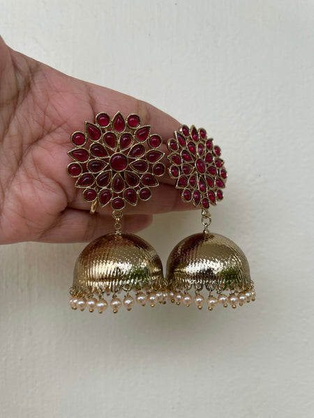 Polki jumbo stud Golden Jhumkas