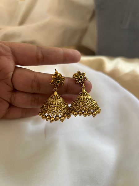 Antique flower jhumkas