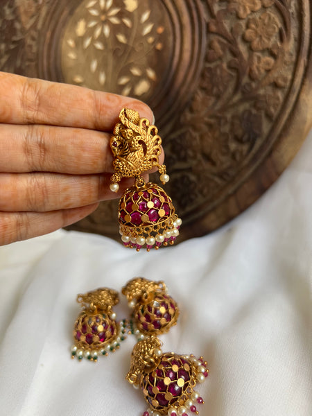 Kemp mayoora Jhumkas