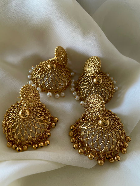 Golden cutwork Jhumkas ( 2 Colors)