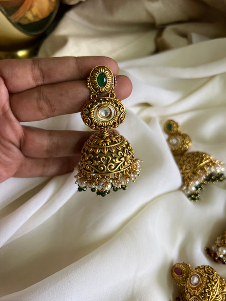 2 step antique Jhumkas