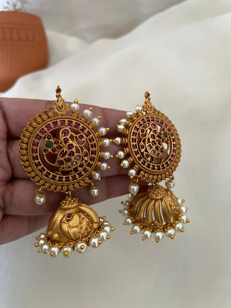 Annam Pearl studded jhumkas