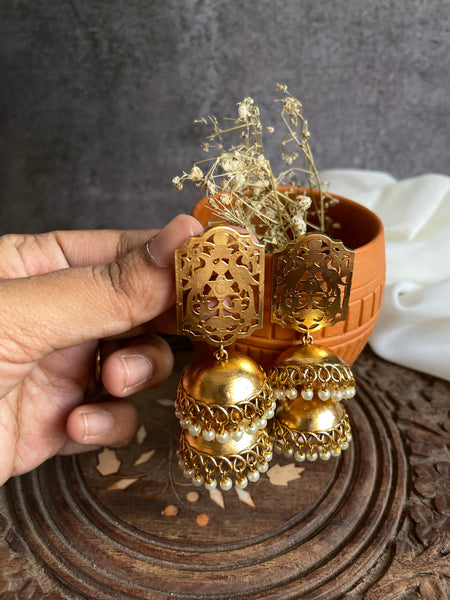 Modern peacock cutwork jhumkas