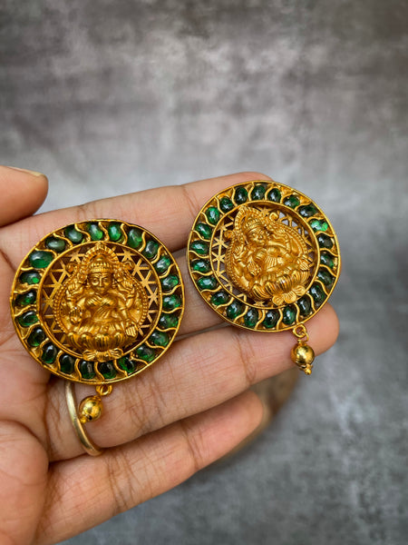 Emerald Lakshmi jumbo studs