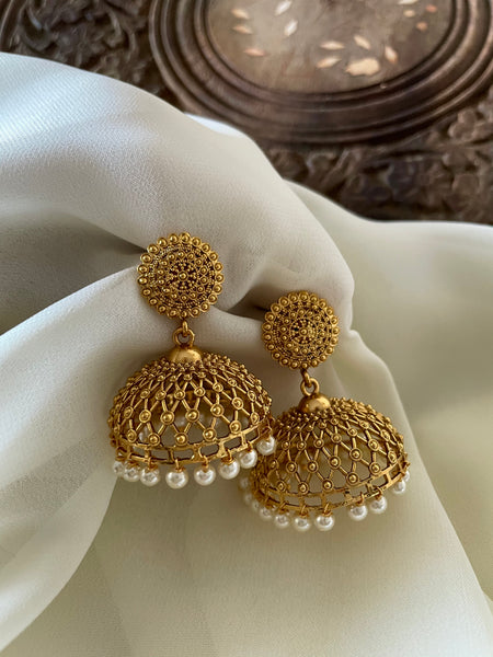 Golden cutwork Jhumkas ( 2 Colors)