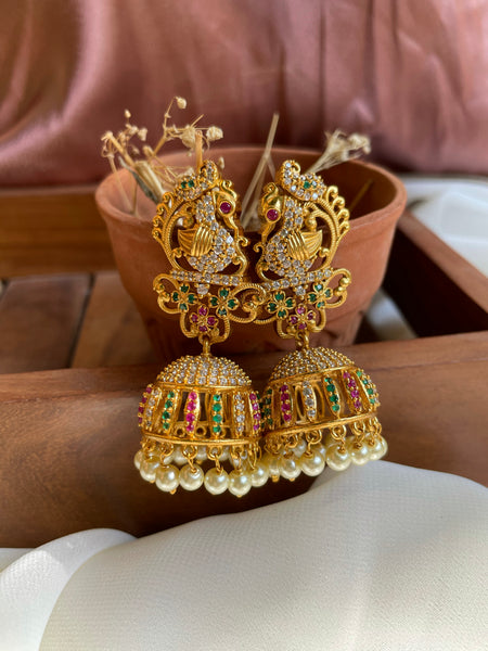 Bridal cutwork peacock Jhumkas