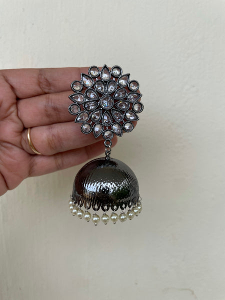 Polki jumbo stud Golden Jhumkas