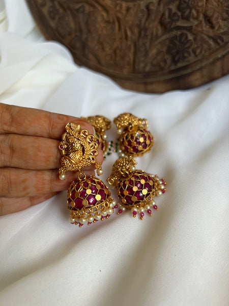 Kemp mayoora Jhumkas