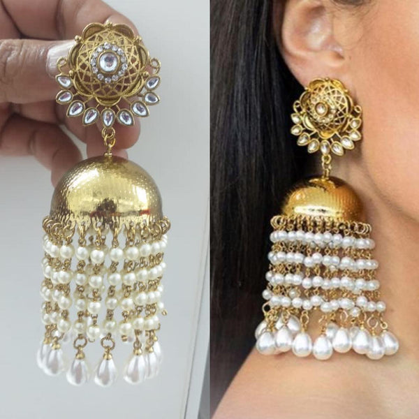 Jumbo Golden Pearl tassel Jhumkas