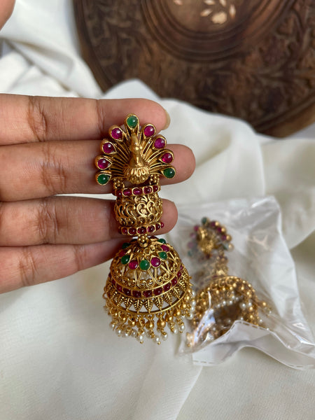Jumbo 3D Kemp peacock Jhumkas
