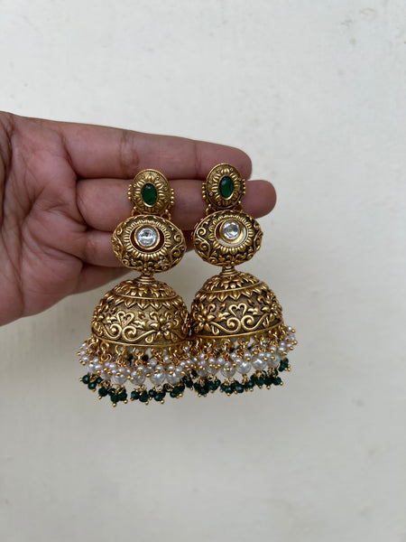 2 step antique Jhumkas