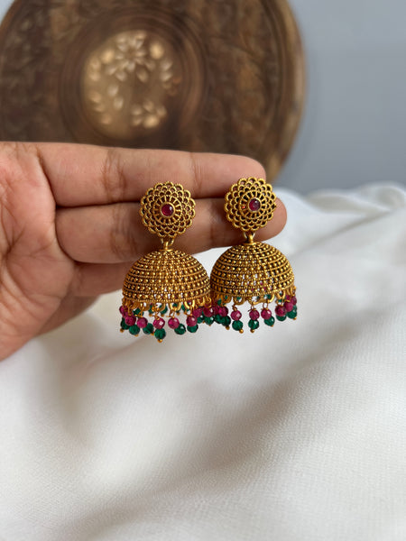 Matte color drop jhumkas