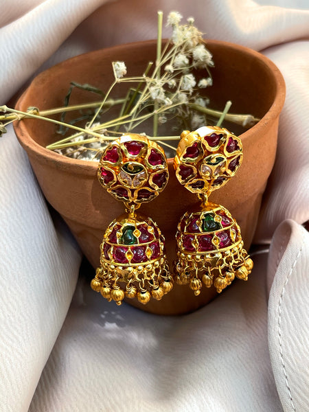 Small kemp flower jhumkas