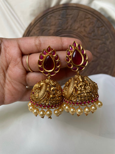 Big kemp oval Lakshmi jhumkas