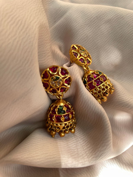 Small kemp flower jhumkas