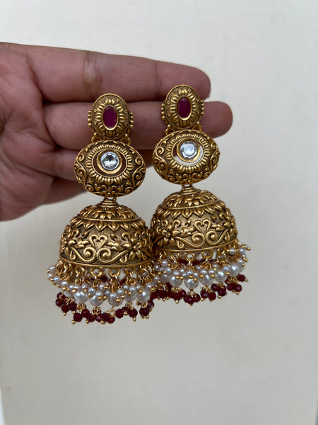 2 step antique Jhumkas