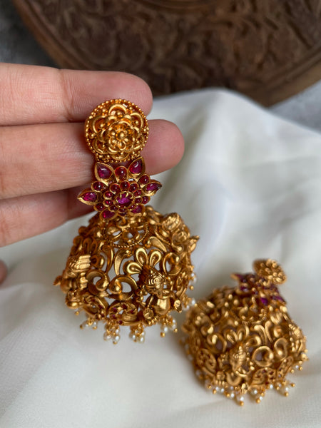 Kemp flower Ganesha Jhumkas
