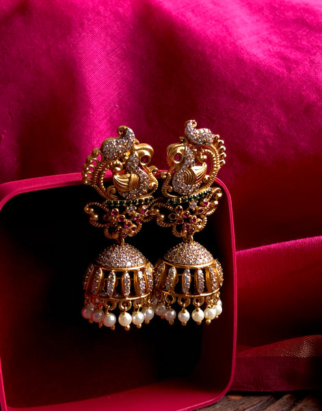 Bridal cutwork peacock Jhumkas