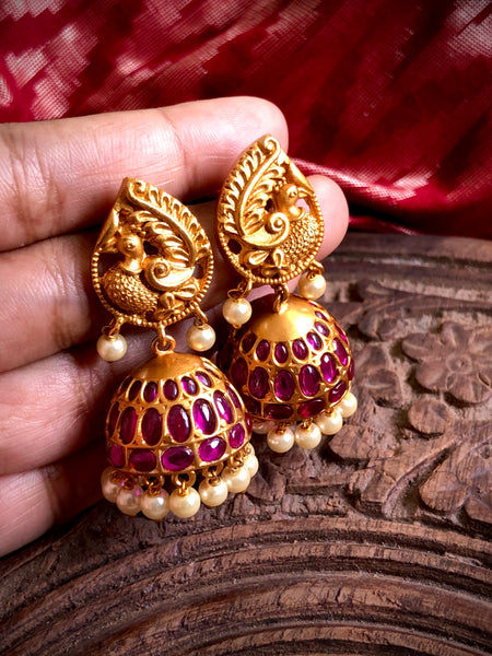 Mayoora kemp Jhumkas