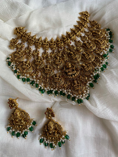 Nagas Lakshmi bridal full neck choker with earrings