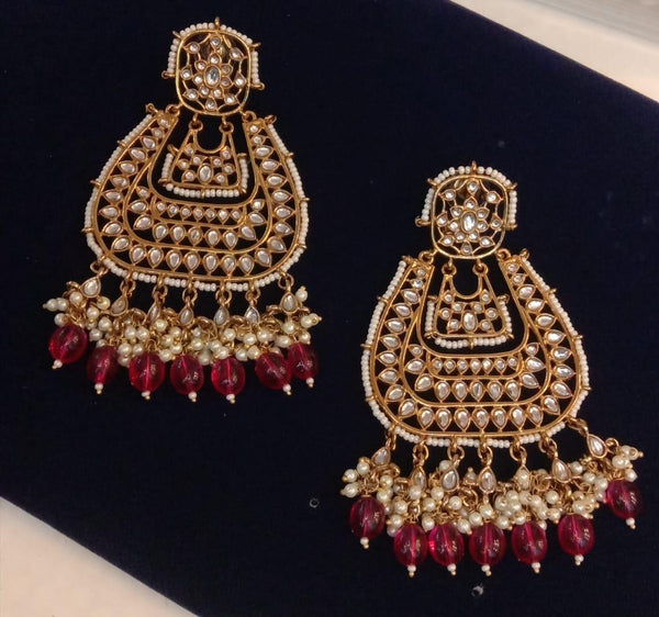 Kundan lookalike Chaandbalis with beads
