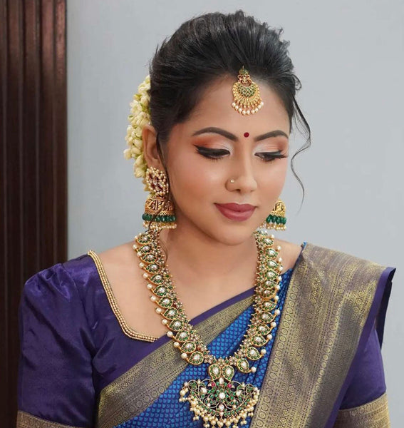 Kemp flower Matte Jhumkas with bead work- 5 Colors