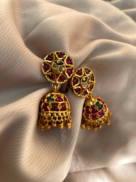 Small kemp flower jhumkas