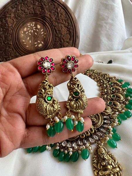 Antique polish Nagas Lakshmi necklace with earrings