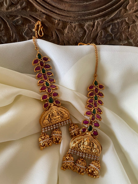 Lakshmy triple jhumkas with kemp mattal