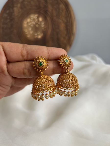 Matte flower jhumkas