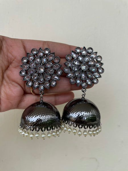 Polki jumbo stud Golden Jhumkas